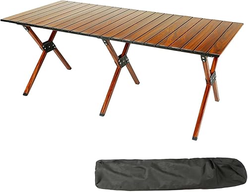 Miniatura 1 de Rock Cloud Mesa de camping plegable de aluminio portátil de picnic enrollable para 4 a 6 personas para barbacoa, patio, fiesta, 48 x 24 pulgadas,