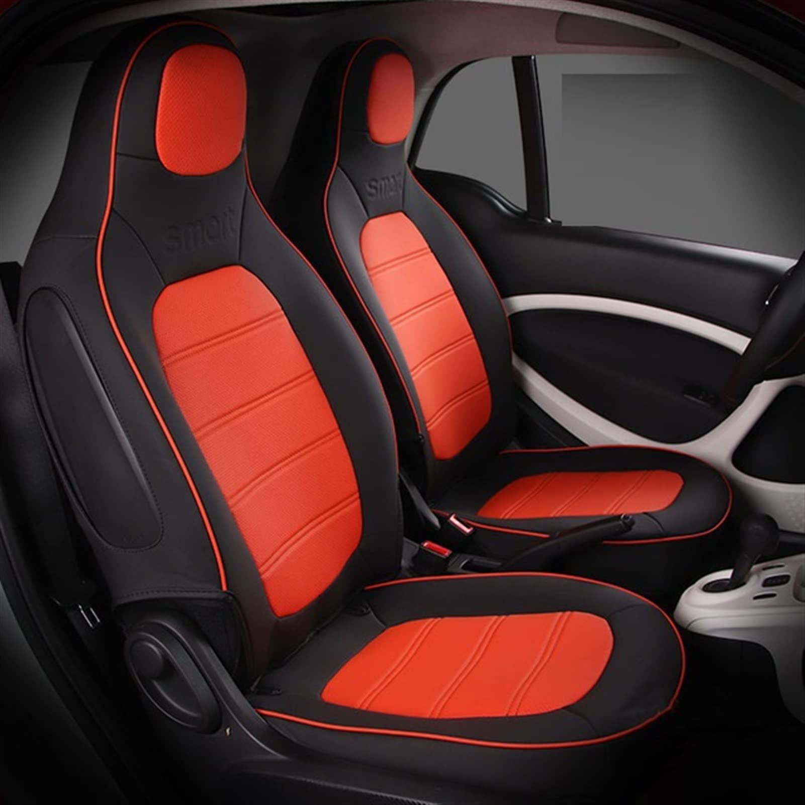 Housse de Siège en Cuir Orange pour Smart Fortwo 453 2009-2019