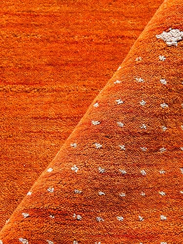 Tapete cuadrado naranja 8'x8' hecho a mano de lana miniatura 5