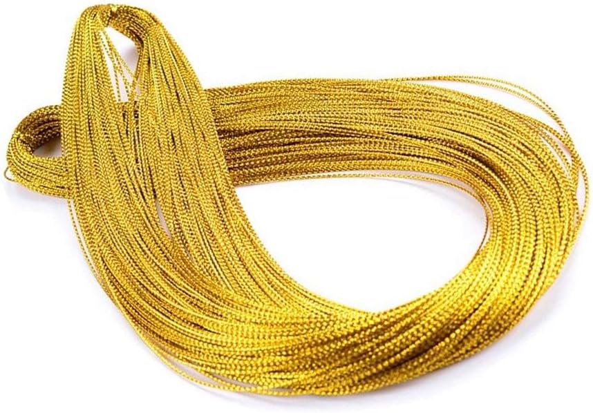 328 Feet-1mm Gold Braid String,Metallic Cord Jewelry Thread String,Gift Tags String for Wrapping Presents Hanging Tags or Hair Braiding Craft Making
