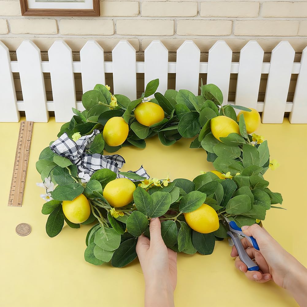 PH PandaHall 2pz Artificiale Limone Ghirlanda Primavera Estate Finto Frutto Vite Ghirlande con Verde Plastica Finto Viti Piante per Porta Parete Matrimonio Festa Tavolo Decorazione, 2m Lungo