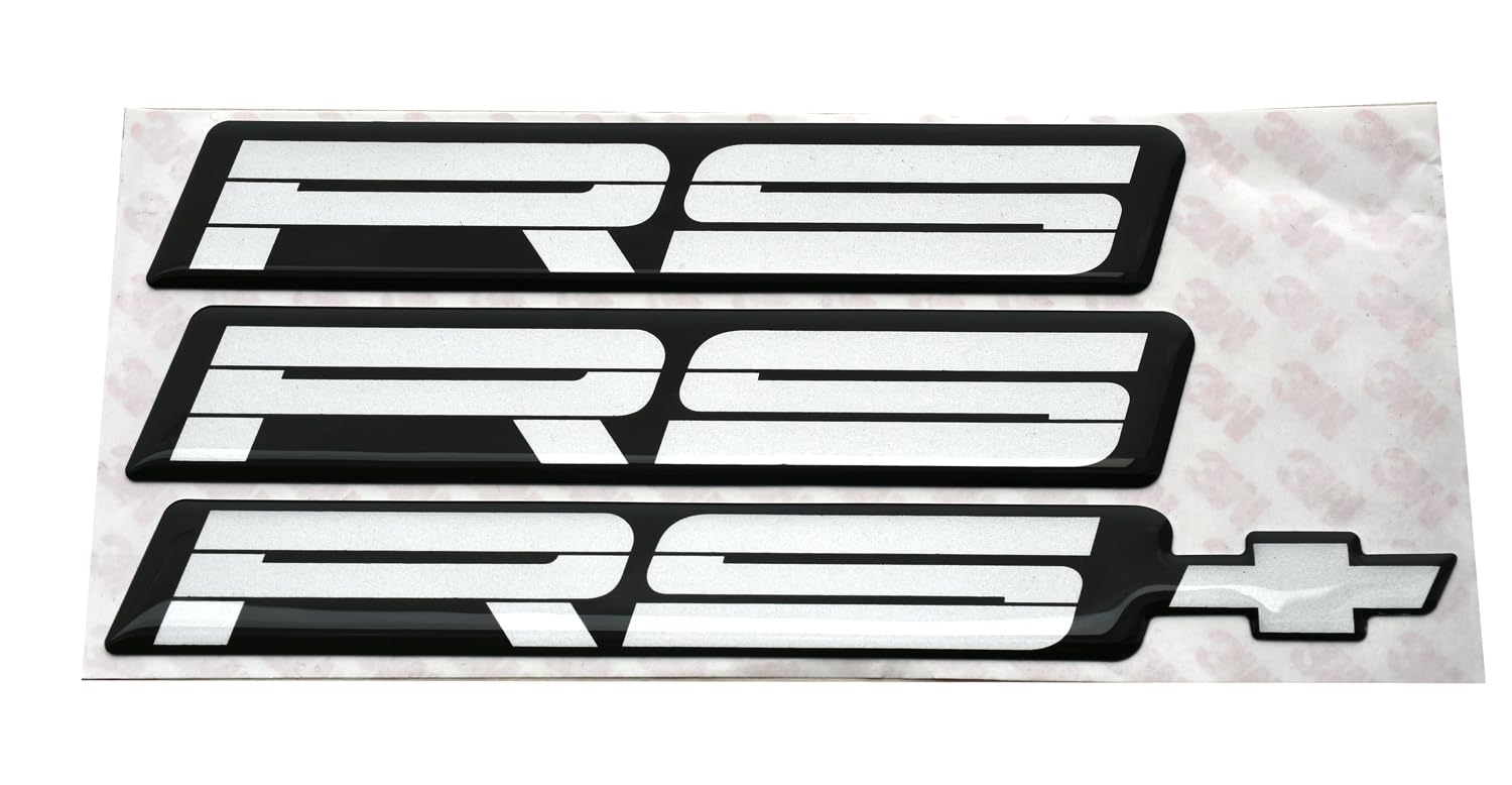 Replacement for 82-92 Camaro RS Rocker Panel & Rear Bumper Emblem Set of 9192RSRED (Silver Black)