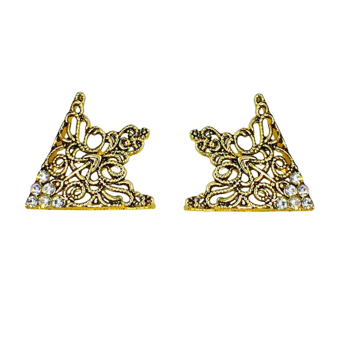 FURE Antic Golden Metal Grill Triangular Collar Pins with Rhinestones (Crystal) (B0849LX4RQ) Amazon Price History, Amazon Price Tracker