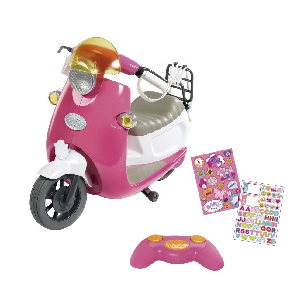 Zapf Creation 824771 BABY born City RC scooter doll scooter with remote  control and light effects, doll accessories 43 cm, pink/white