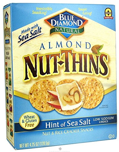 Blue Diamond Almond Nut-Thins Hint of Sea Salt Nut & Rice Cracker Snacks 4.25oz(Pack of 3)
