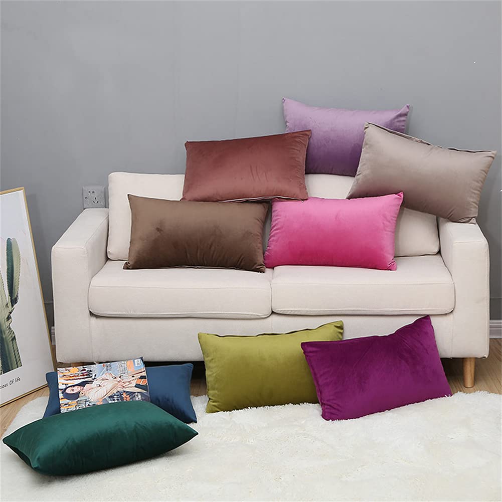 2er Set Dekokissen 40 x 60 cm - Plüsch Samt - Lendenkissen Rechteckig - ideal für Sofa oder Schlafzimmer - lebendige rote Farbe - Soft Touch