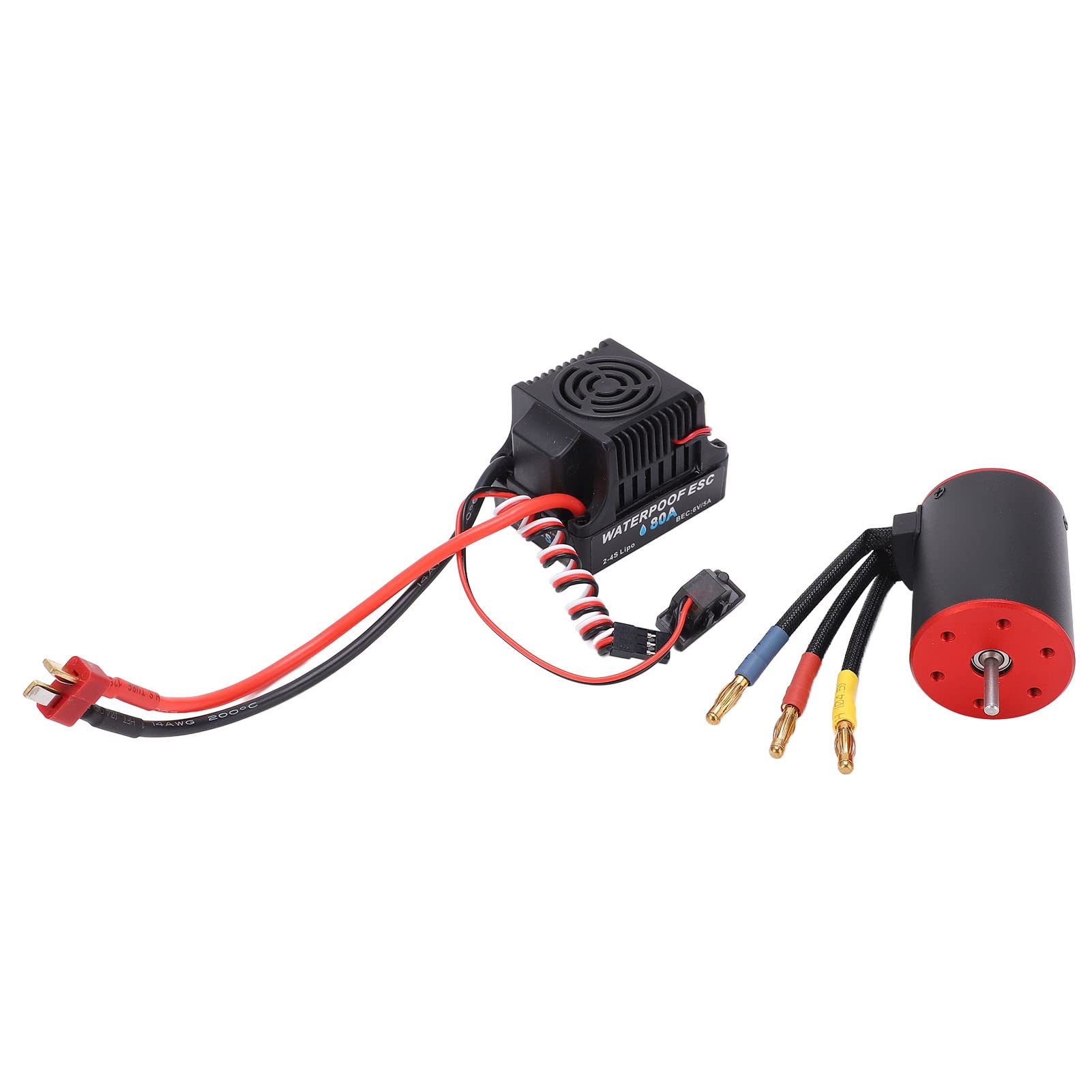 Motor sin Escobillas para Coche RC y Kit ESC, Motor 3650 con Regulador Eléctrico de 80 A, Ideal para Entusiastas de los Coches RC, Aleación de Aluminio + Plástico