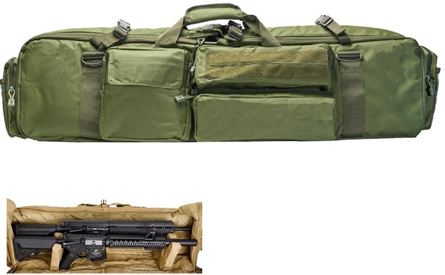 M249 Borsa Protettiva Da Fucile,Doppia Borsa Porta Fucile Sacca Custodia,Soft Air Caccia Con Tasche Ed Imbottitura,Capiente Grande,Attrezzature Tattiche Borse Per Caccia Pesca,Impermeabile