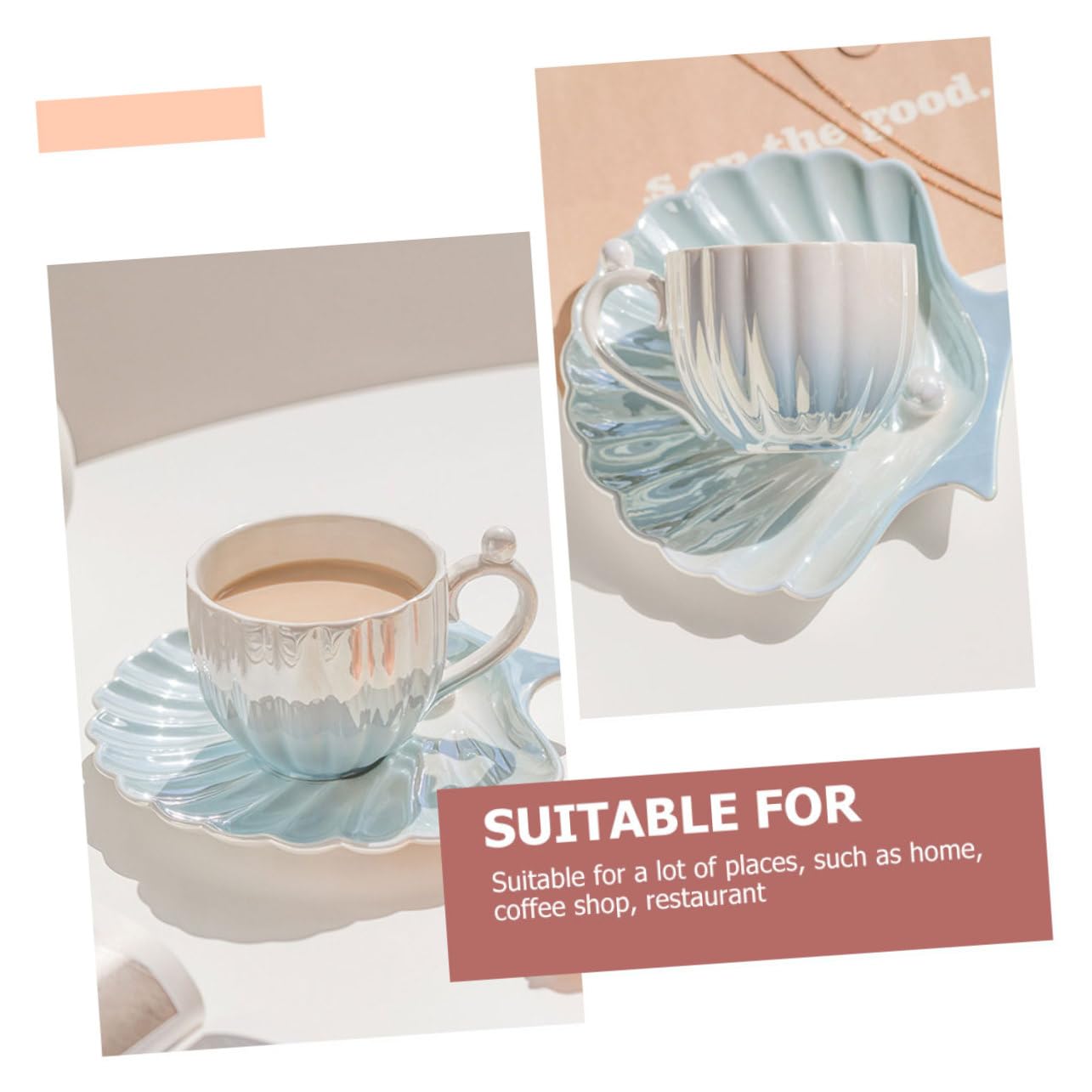 Set Tazzine da Caffè in Porcellana 300 Ml Piattino, Tazza da Tè per Casa, Design Raffinato, Set 1 Pezzo