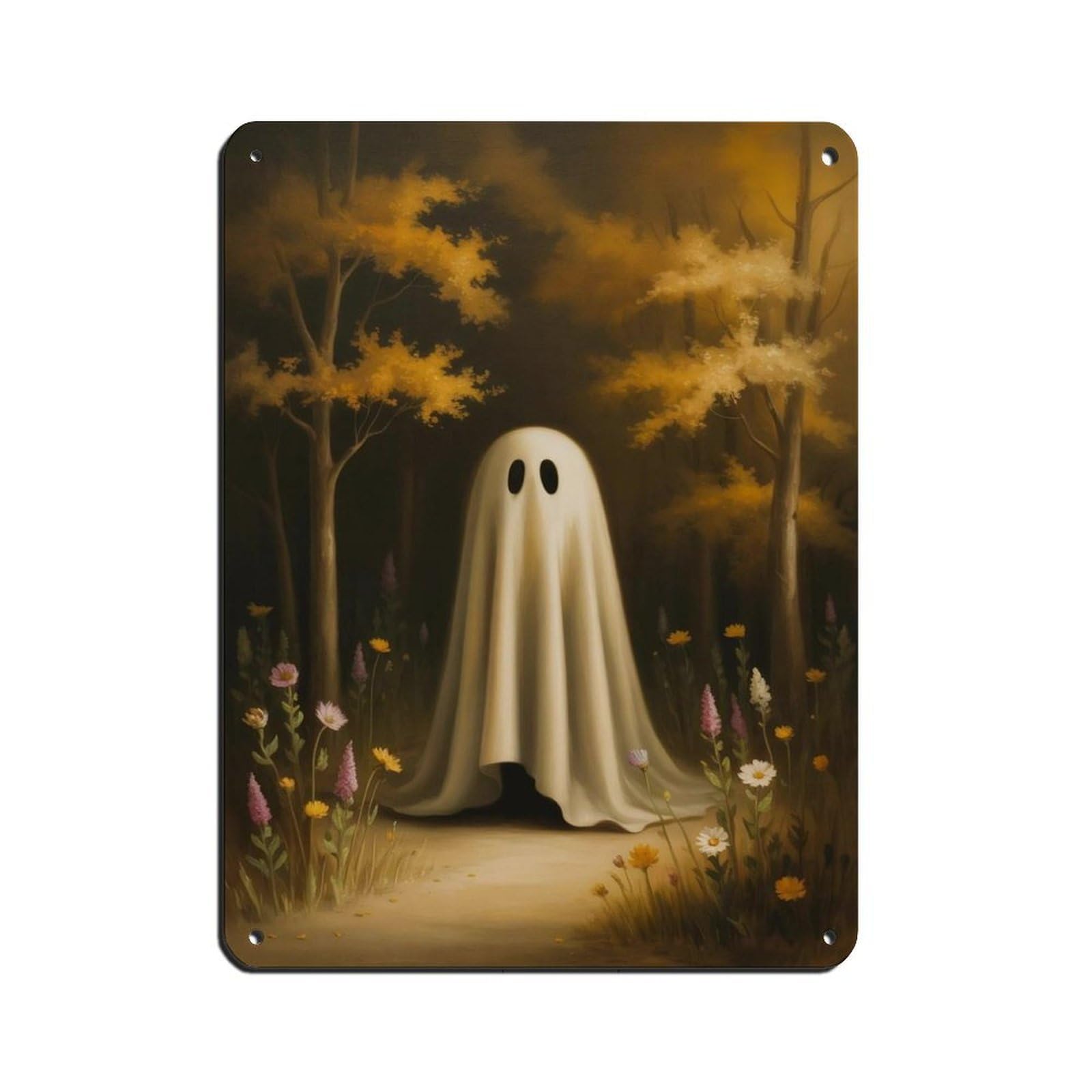 Ghost in The Flower Forest Poster (3) Tin Sign Vintage Metal Pub Club Cafe Bar Home Wall Art Decoration Poster Retro 12x16inch(30x40cm)