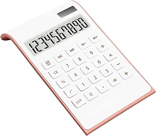 Rose Gold Calculator, UPIHO Rose Gold Pink Office Supplies and Accessories, 10 Digits Solar Battery Basic Office Calculator, Desktop Calculator with Large LCD Display, Gifts for Coworkers