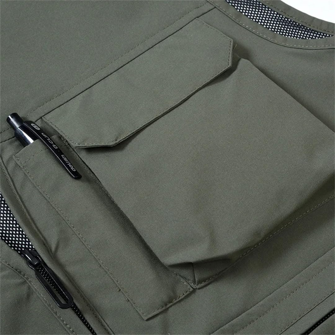 Chaleco de malla de secado rápido para verano al aire libre, multibolsillos, talla grande, chaleco de carga para acampar y fotografía