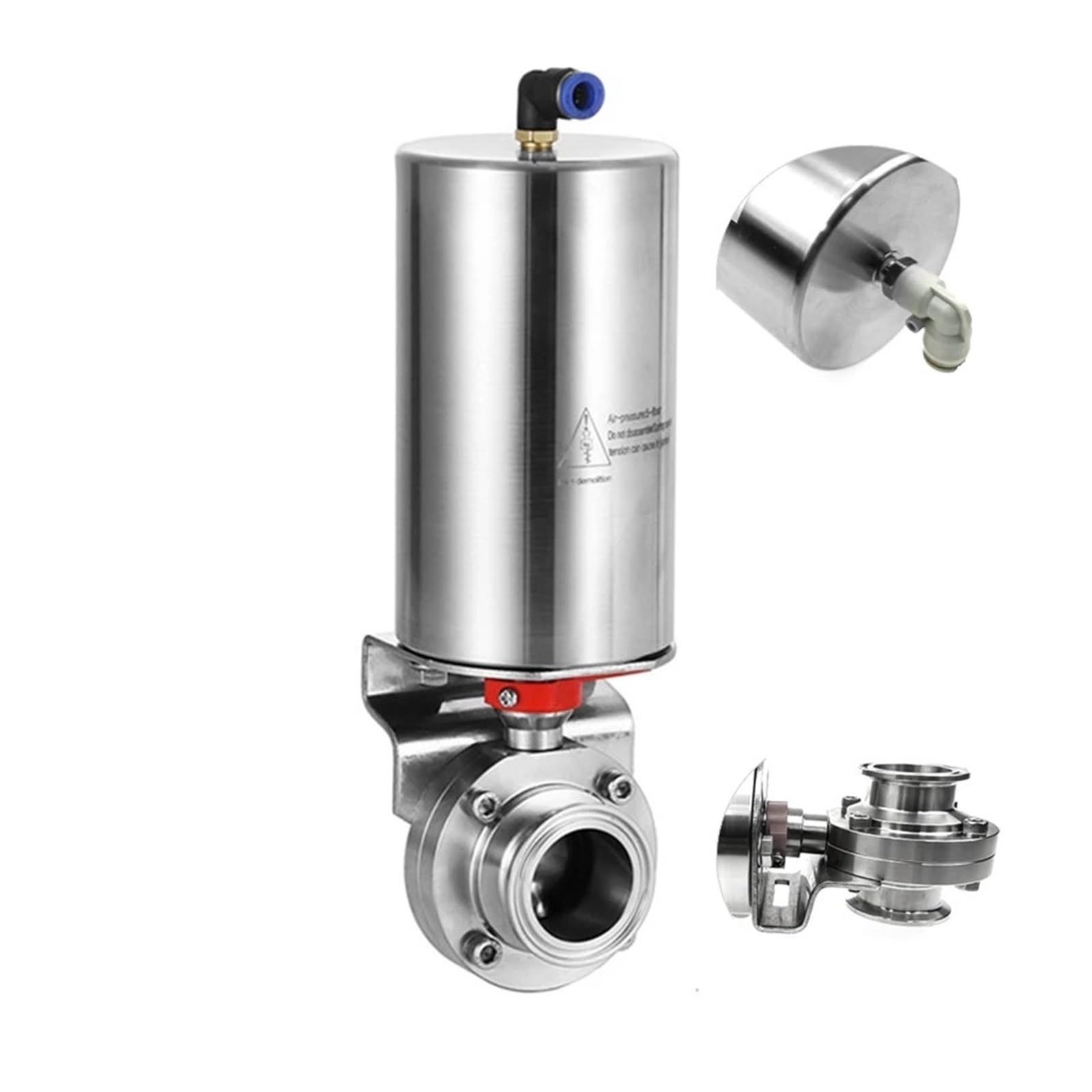 PXQCHAVLN Stainless Steel Spring Return Pneumatically Actuated Butterfly With Silicone Seat Material(OneSize,SS304-WELDING)