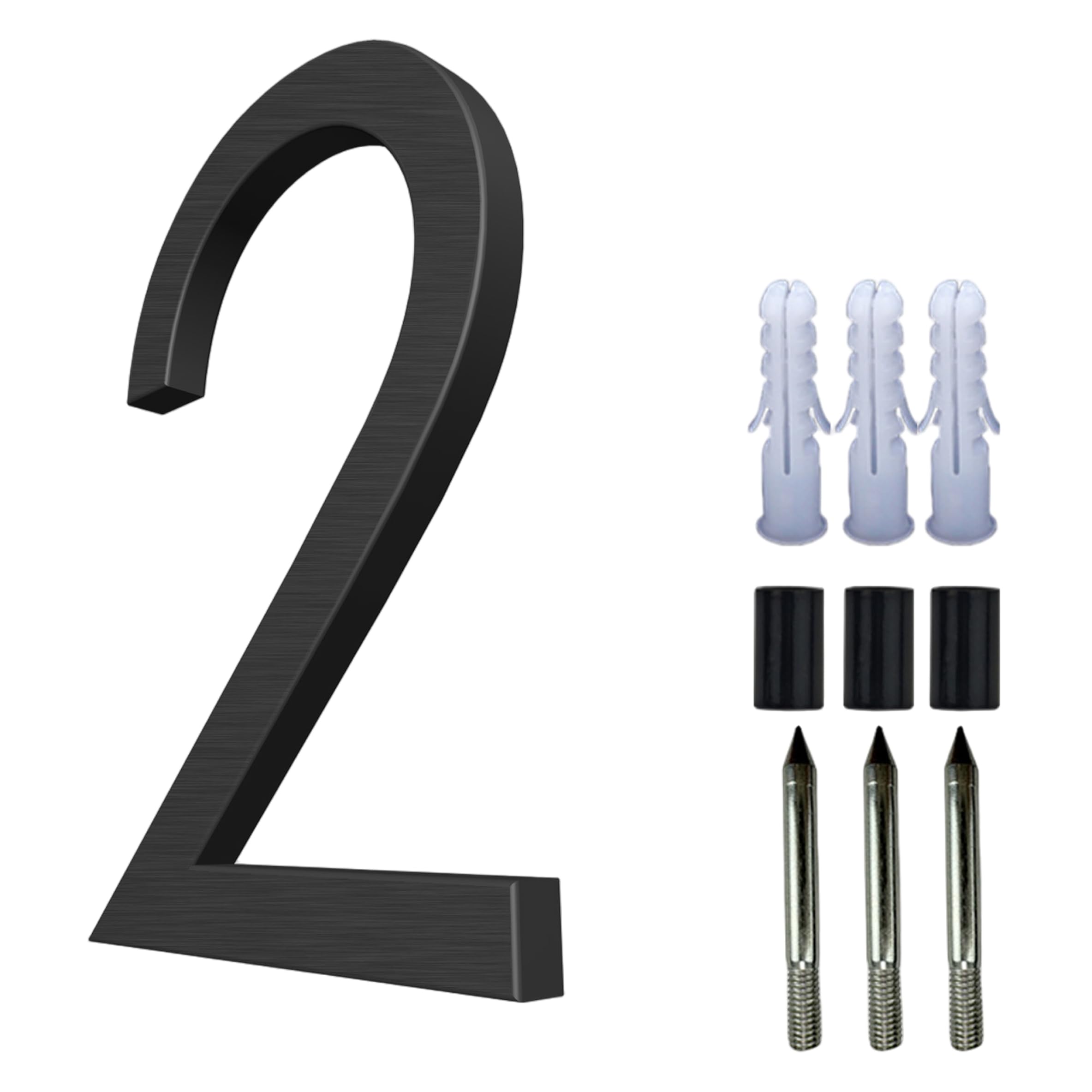 Xdyyjrasa 2 Floating House Number - Aluminum Outdoor House Numbers With Accessories, 5 Inch Black Mailbox & Address Number(2)