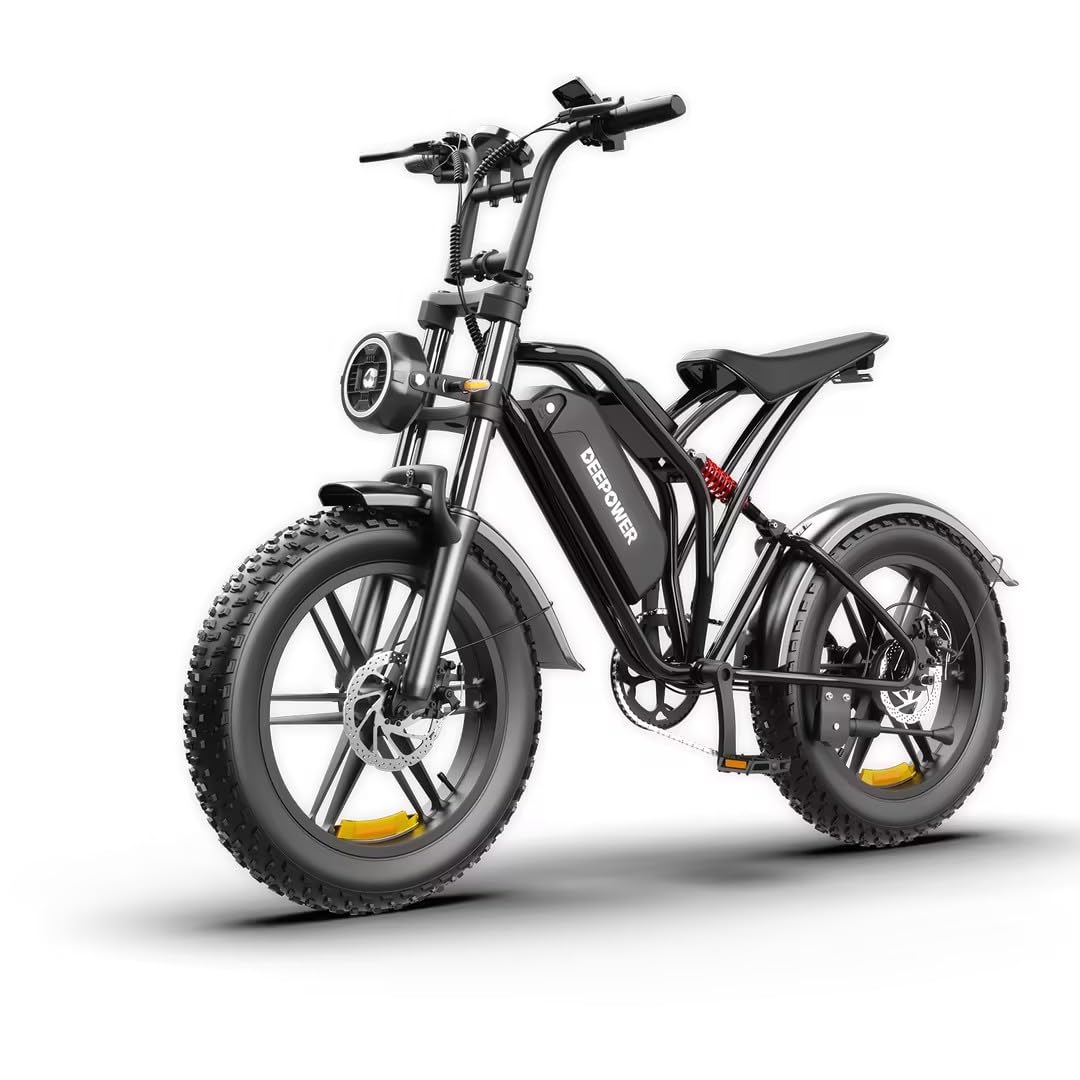 DEEPOWER S20 Electric Bike for Adults, 1500W Peak Motor Ebike, 48V 13/20/25AH Removable Battery, Up to 32MPH, 120+Miles, 20" Fat Tire Electric Motorcycle, All-Terrain Electric Dirt Bike with 7-Speed