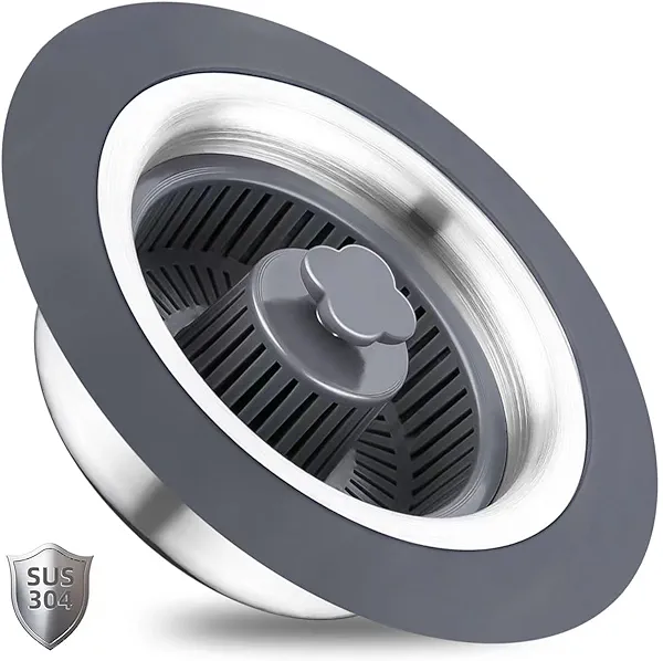 WSYLEN 3 in 1 Kitchen Sink Drain Strainer and Stopper Combo, Stainless Steel Pop Up Kitchen Sink Stopper, Sink Drain Strainer for Standard 3-1/2 Inch Drain