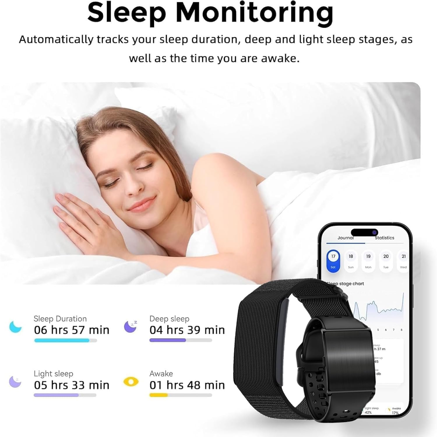 Fitness-Tracker | 24/7 Aktivitäts- und Schlaftracking, Herzfrequenzmessung | 10 Tage Akku, 50+ Sportmodi, HYROX & Krafttraining | Kein ABO nötig | Kompatibel mit Android & iPhone