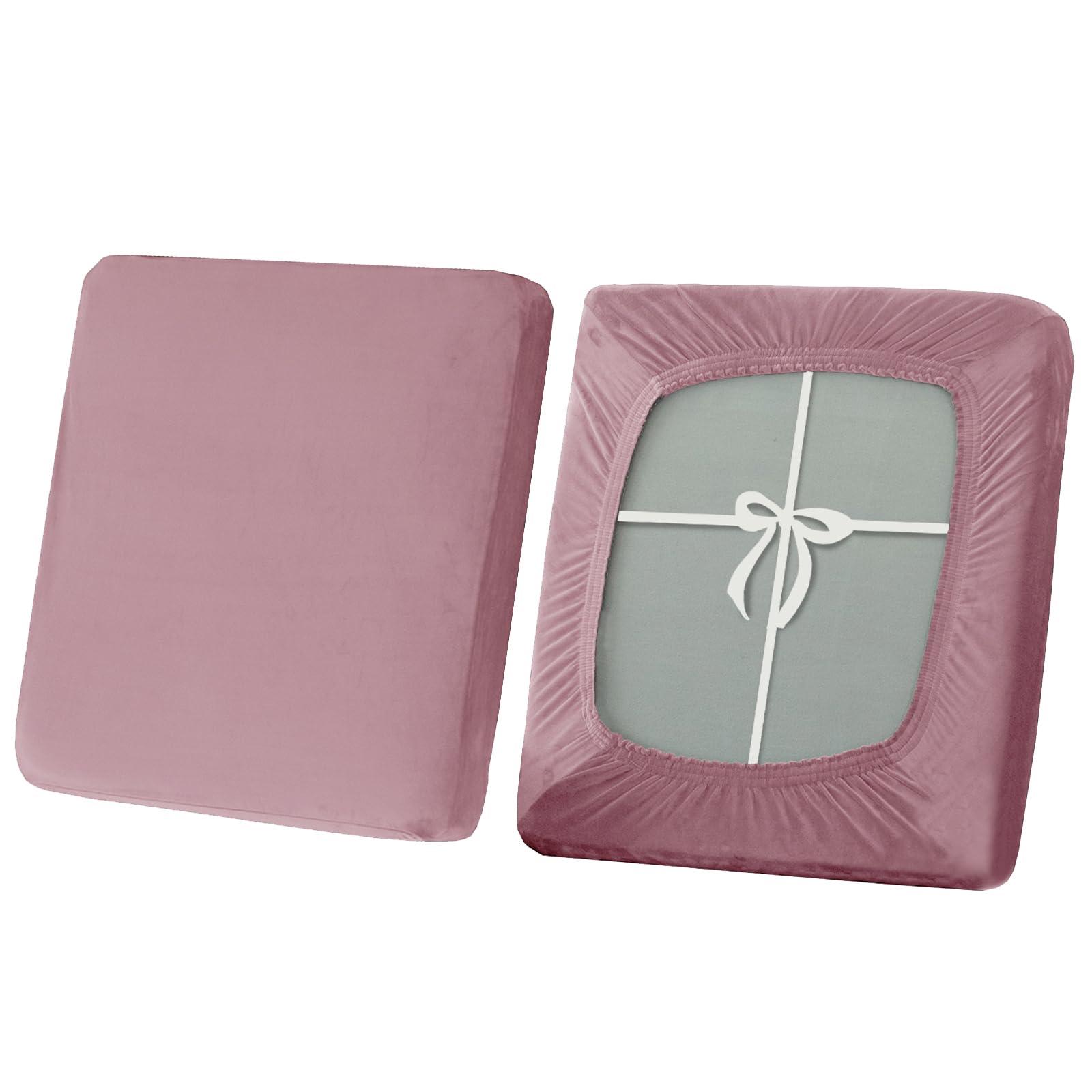 SYLC Stretch Sofa Seat Cushion Covers, Non-slip Sofa Cushion Cover with Ties and Elastic Bands, Velvet Couch Cushion Covers Replacement (Rose,Large 2-Seater) โ image 1