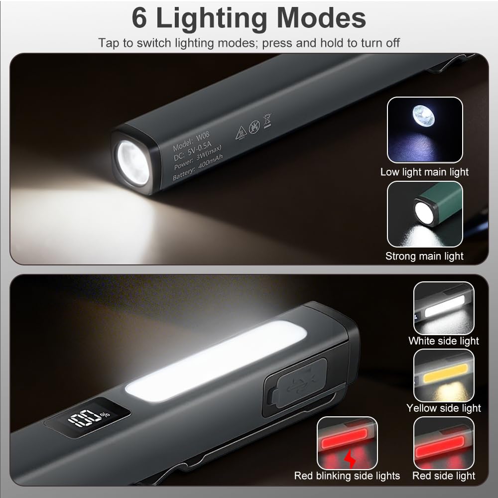 Mini Taschenlampe Schlüsselanhänger Mini Taschenlampe LED Super Hell 400LM USB-C LED Wiederaufladbare Taschenlampe Led Aufladbar