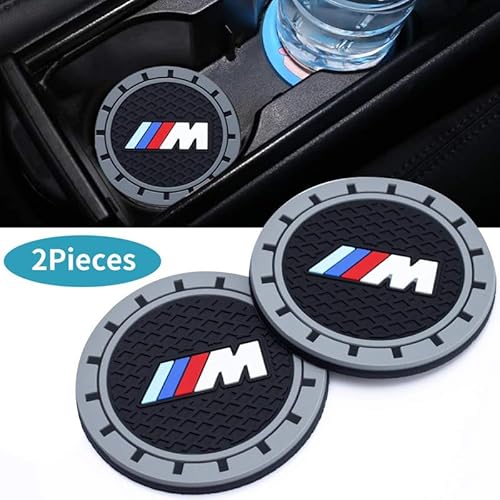 2 Stück Auto Getränkehalter Untersetzer aus Silikon für BMW M M2 M4 M5 M6 M8 X1 X2 X3 X5 X6 M135i M240i Z4 328i X7, Universale Cup Holder Matten,rutschfeste Auto Innenraum Accessoires