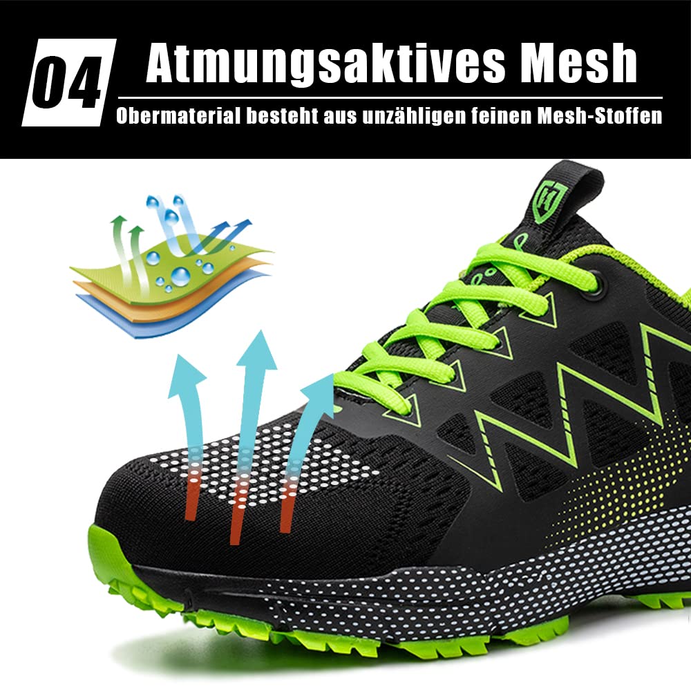 Sicherheitsschuhe Herren Atmungsaktiv Arbeitsschuhe Damen Leicht Sportlich Stahlkappenschuhe rutschfest Schutzschuhe
