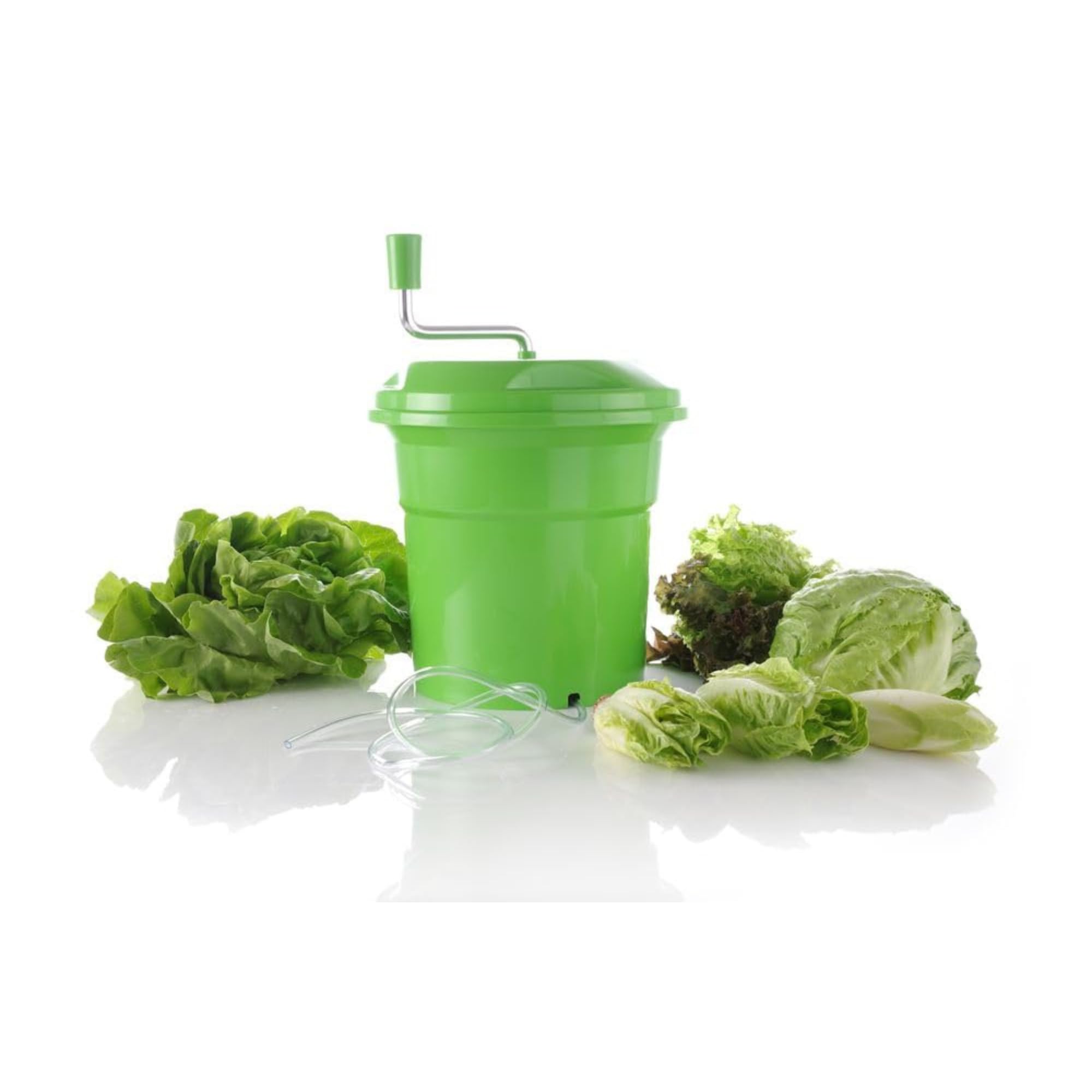 Centrifuga per insalata professionale 25 l, centrifuga manuale efficace, in plastica resistente, colore: verde, dimensioni 42 x 52 cm