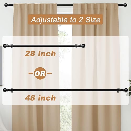 Miniatura 9 de Barras de cortina para ventanas de 28 a 48 pulgadas, juego de barras de cortina blancas con soportes, barras de cortina ajustables decorativas para