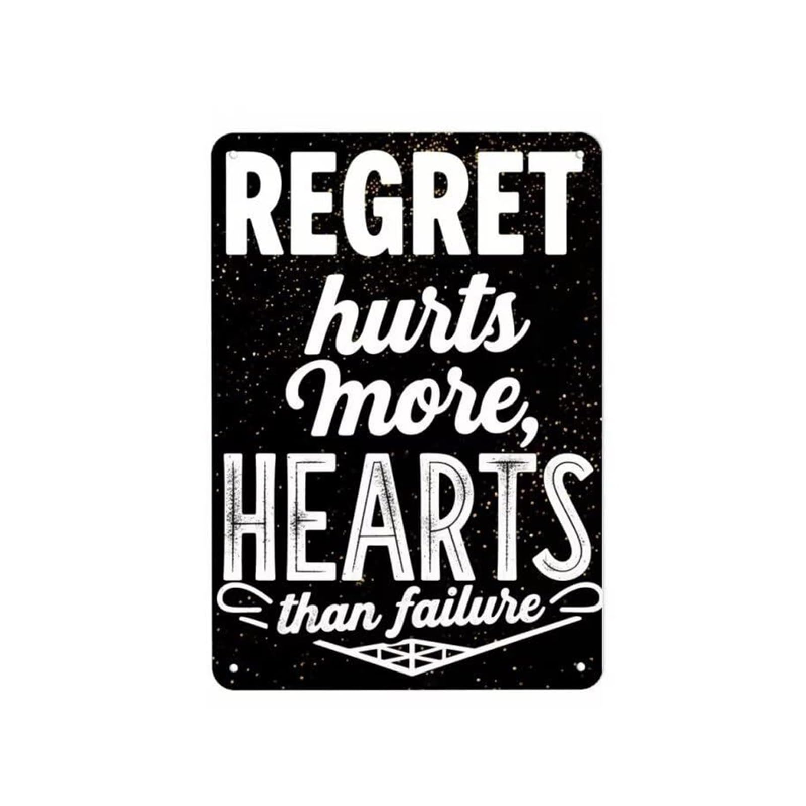EKFBQBGW Motivational Wall Decor Sign Regret Hurts Quote Vintage Metal Sign for Office Library Den Wall-Art Thought Provoking Saying (8 X 12 inch)