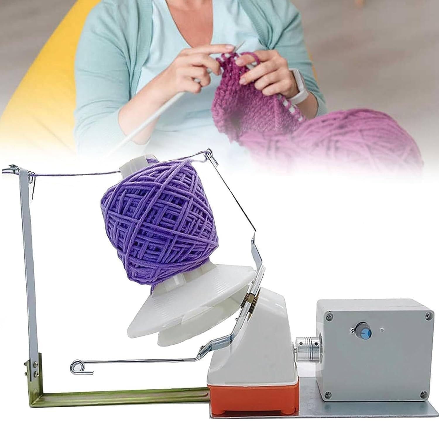 LHQYA Electric Yarn Ball Winder, Electric Knitting Roll String, Holds 500 G of Yarn, Adjustable Speed, Fast Sorting, with Tension Adjustment Device, for Metallic Yarn/Fiber/Wool/Thread