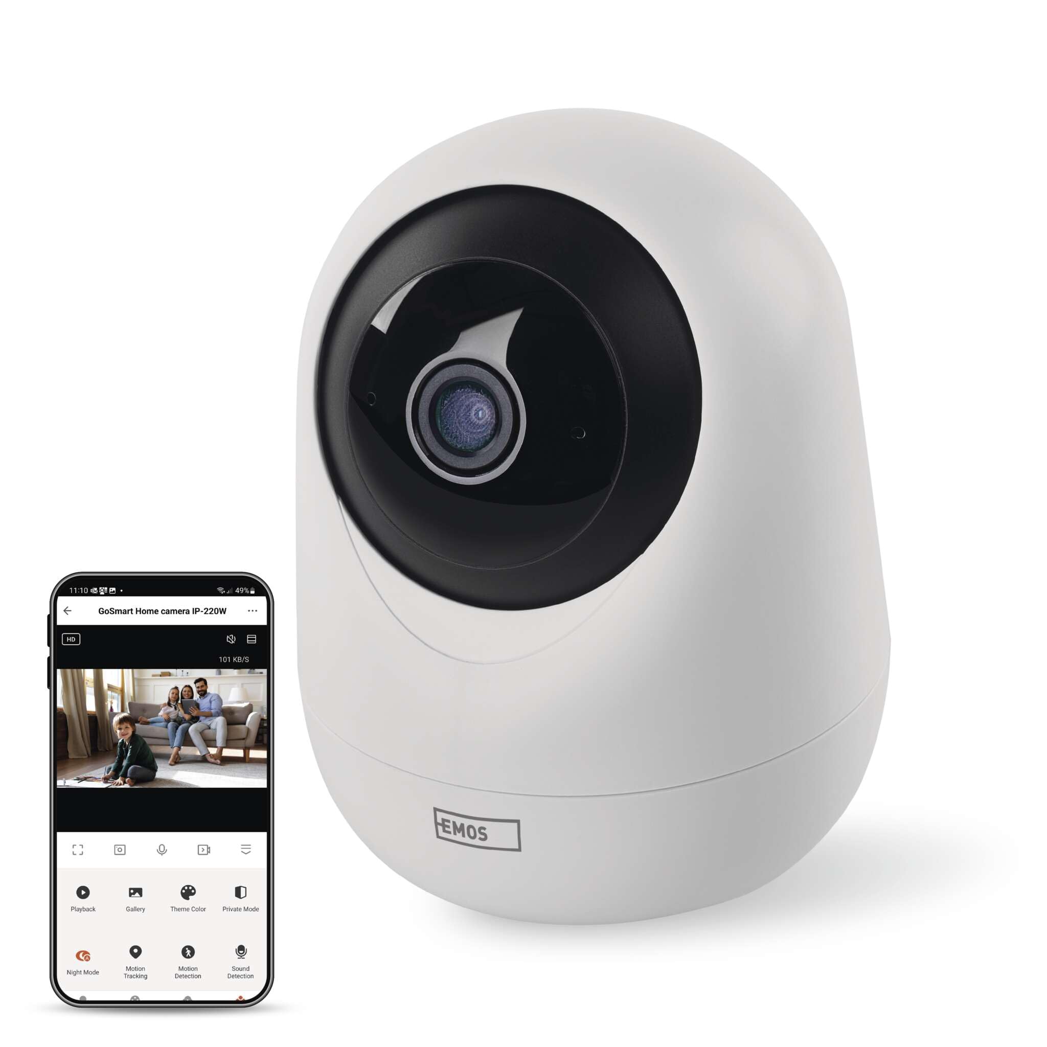 EMOS GoSmart Indoor Überwachungskamera 4MP mit Dual-WiFi und App, Smart Home IP-Kamera mit 2560x1440 Auflösung für Innenbereich, mit Bewegungserkennung und -Tracking, Nachtsicht und Bereicheinstellung