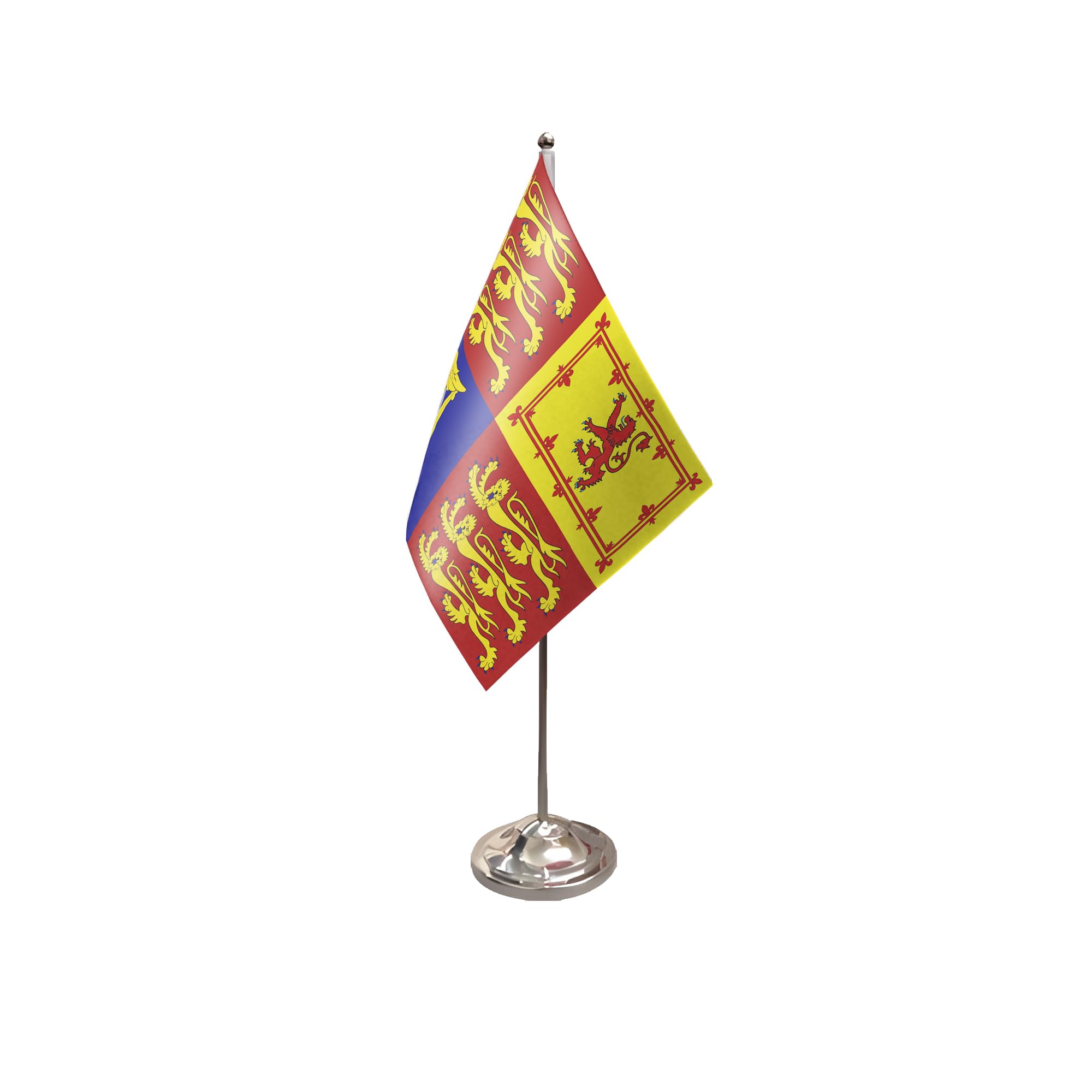 Flagtex UK Royal Standard Satin Table Flag With Chrome Pole & Base