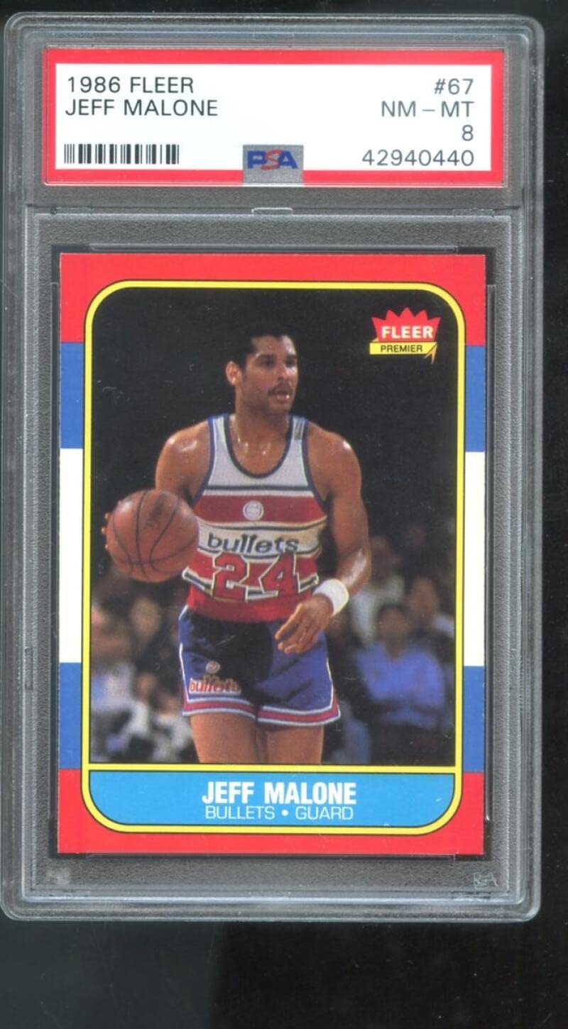 1986-87 Fleer #67 Jeff Malone ROOKIE RC PSA 8 Graded Basketball Card NBA 86-87 1986 1987 Washington Bullets