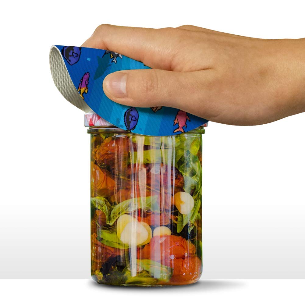 Pixel Tropical Ocean Fish Pattern Round Rubber Non-Slip Jar Gripper Lid Opener