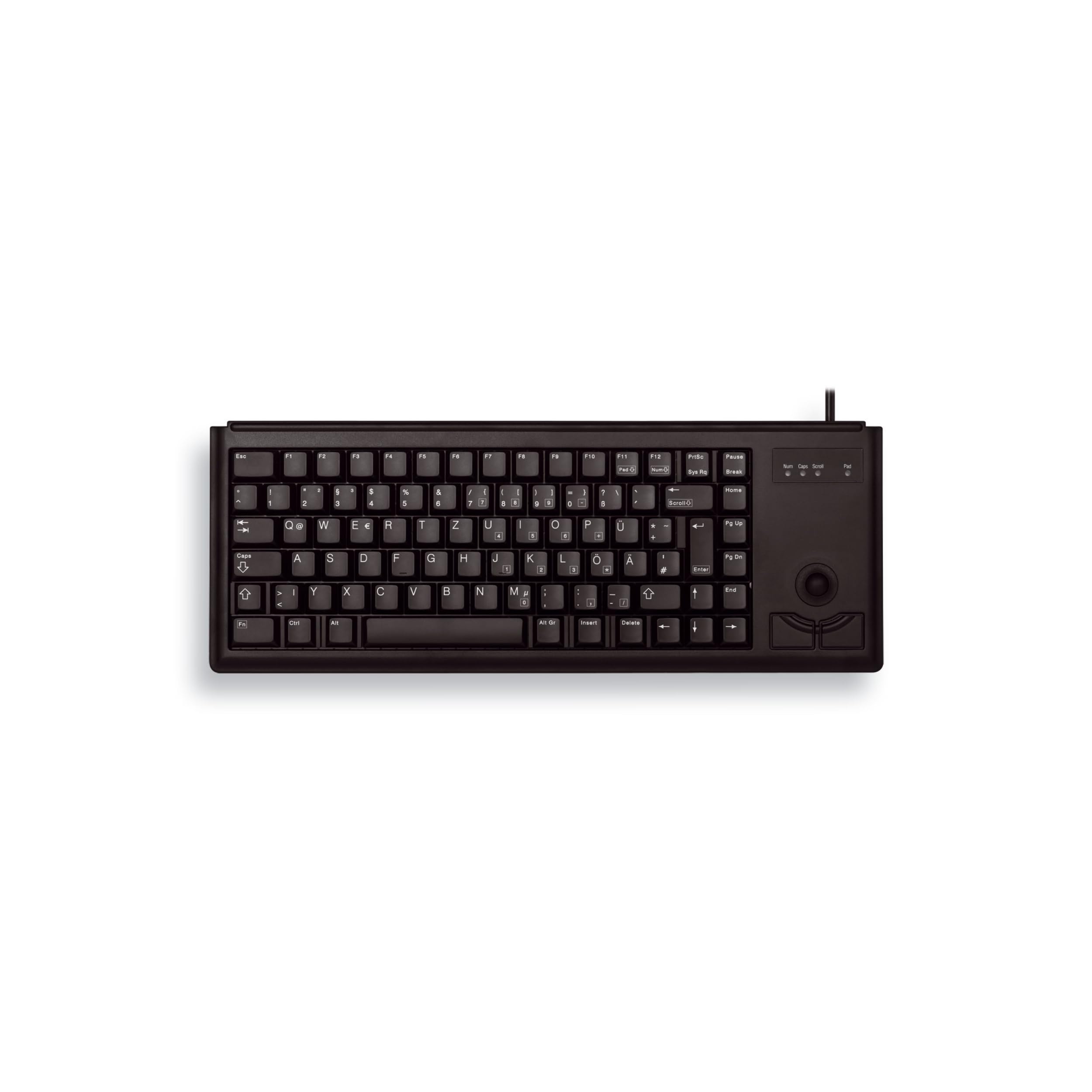 CHERRY G84-4400, Tastiera Compatta con Trackball, Layout per la Germania (QWERTZ), Cablate (Connessione USB), 2 Tasti Mouse, Switch Meccanici ML, Nero