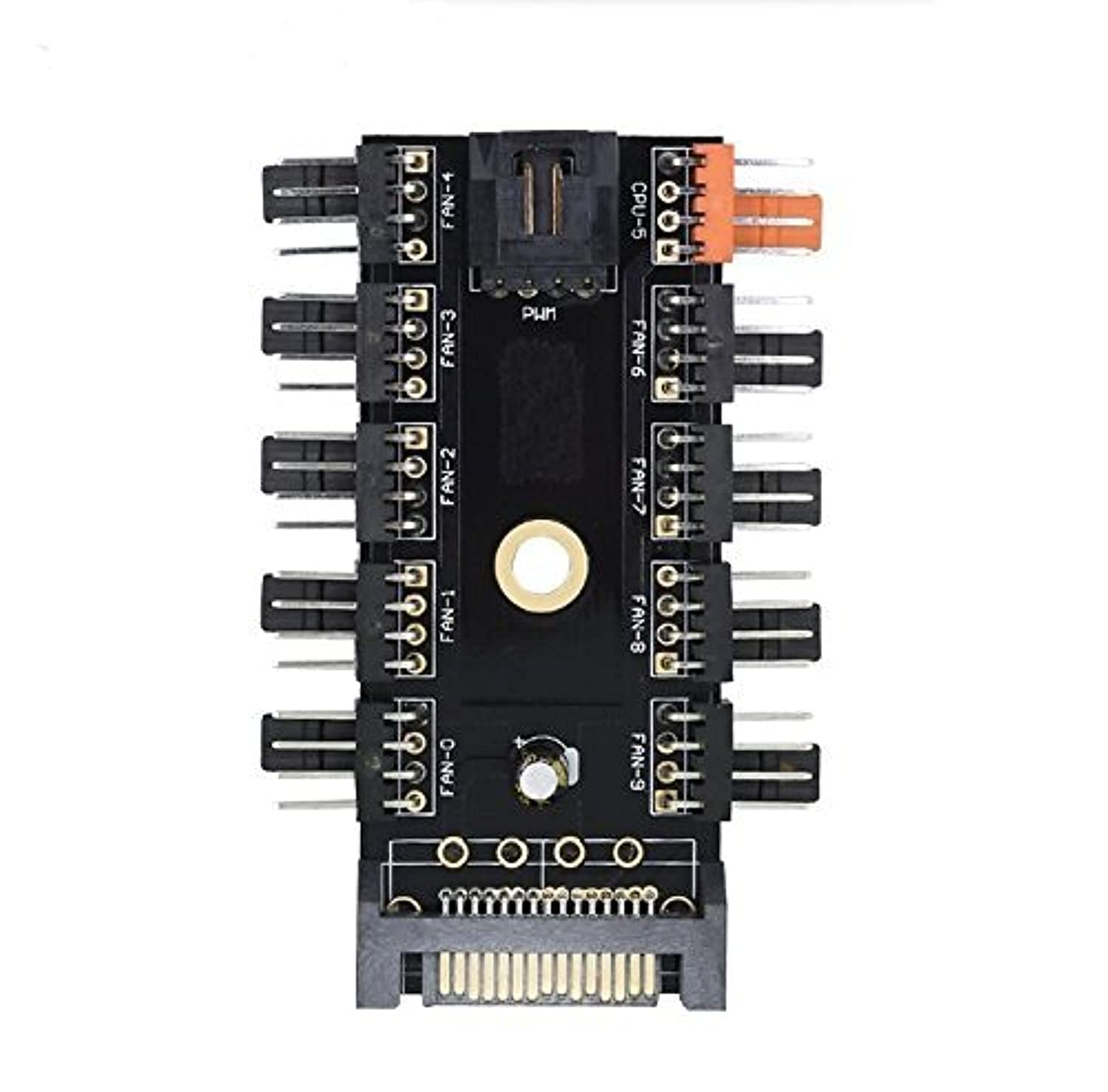 Computer fan speed regulator 1-to-10-Channel Hub of 4PIN Chassis FanSuitable for 12v 4pin fan, power IDE/SATA interface input (10Port 4Pin Fan-SATA)