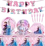 52 Pcs Frozen 2 Birthday Party Supplies,Frozen Party Tableware Set,Includes Happy Birthday Banner,Pl