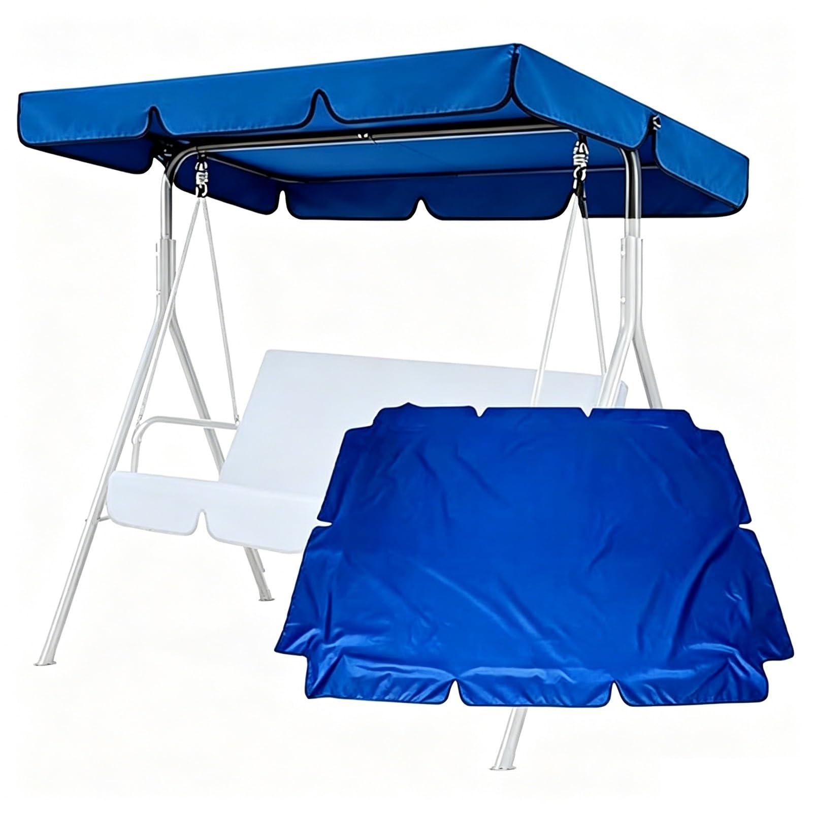 Auvent Imperméable de Rechange pour Balancelle de Patio, Toit de Remplacement pour Balançoire Jardin Anti-UV pour Meubles D'extérieur 2 3 Places(Bleu,195x125x15cm/77x49x6inch)