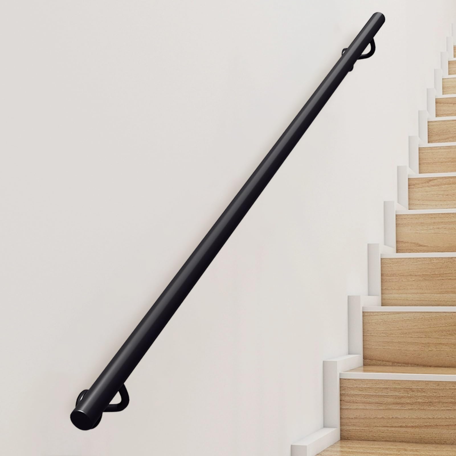 GLDYTVF Industrial Stair Handrail Banister Rail Support Kit, Wall Mount Stairway Railing with Wrought Iron Brackets 1m 1.5m 2m 2.5m 3m Non-Slip Grab Bar(9.2ft/280cm)