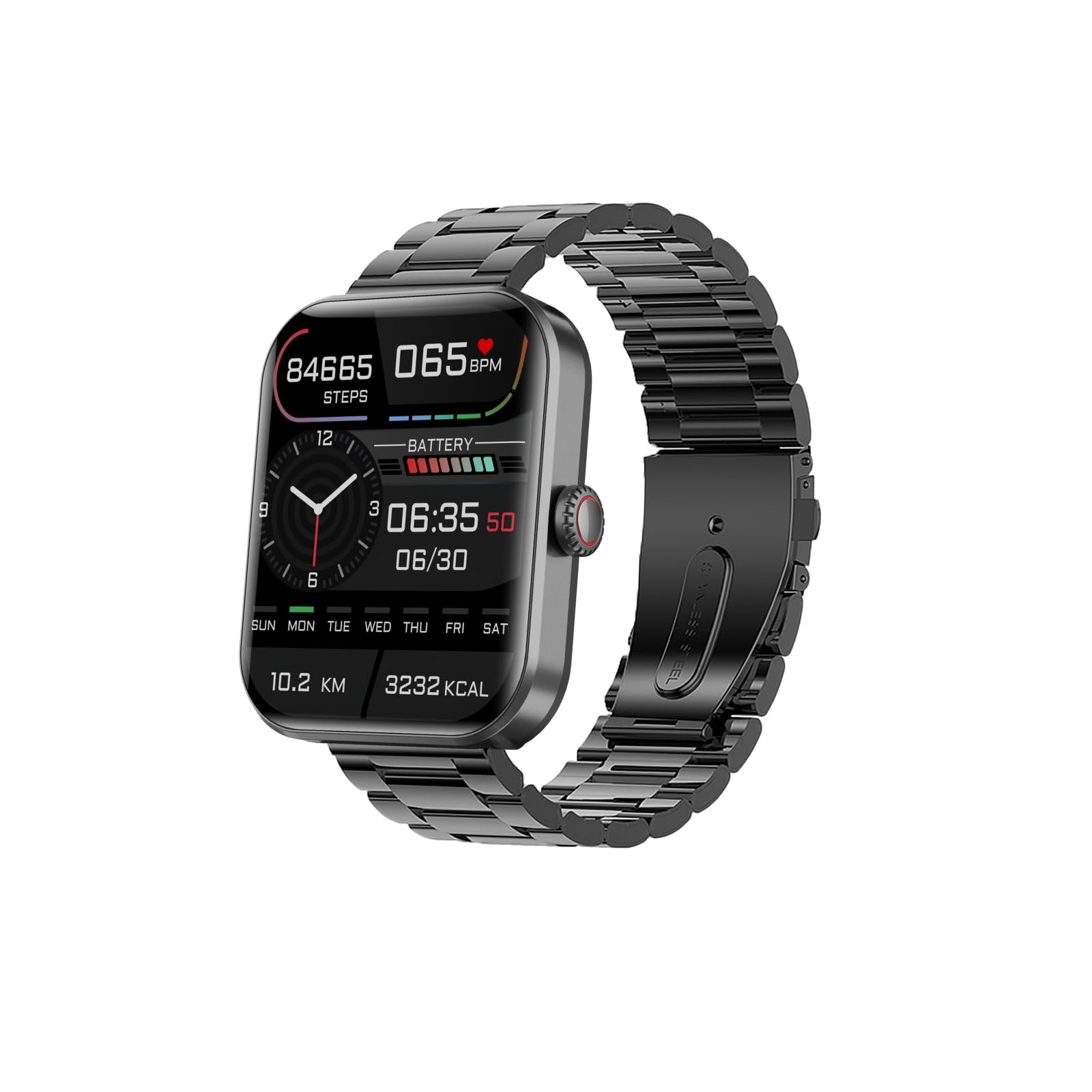 Lancoon Smart Watch for Android iOS, Multi Functional Fitness Tracker with Heart Rate, Sleep Blood Oxygen Pressure Monitor, Music Control Call Message Notifications Female Health(Black)