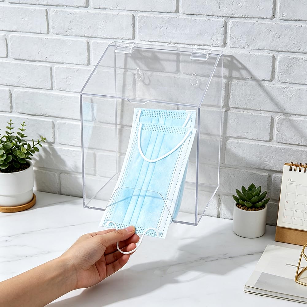 2 Stück Acryl Spender Wand Montage Klar Gesichts Abdeckung Halter 6.5x5x8.27 Zoll für Haarnetz Erbrechen Taschen Schuh Abdeckungen Bart Netze