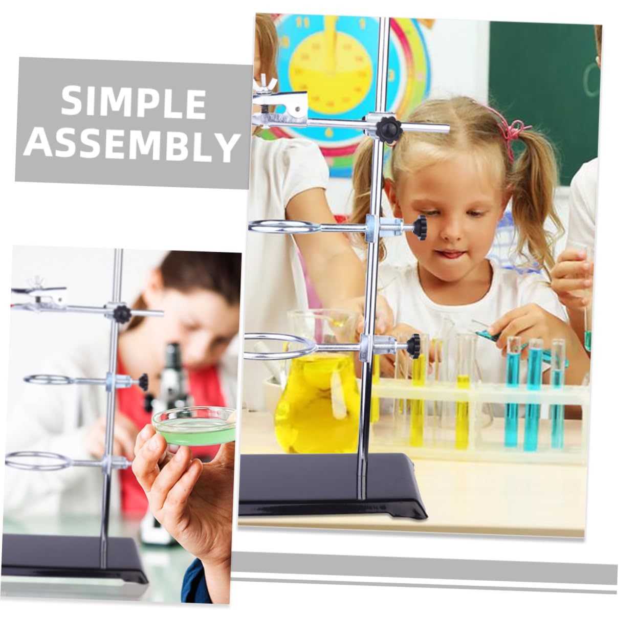 PartyKindom Laborstativ aus Eisen für Physik und Chemie Experimente mit Ringklemme Trichterhalter und Reagenzglas-klemmen Stabiles Tischstativ für Laborgeräte