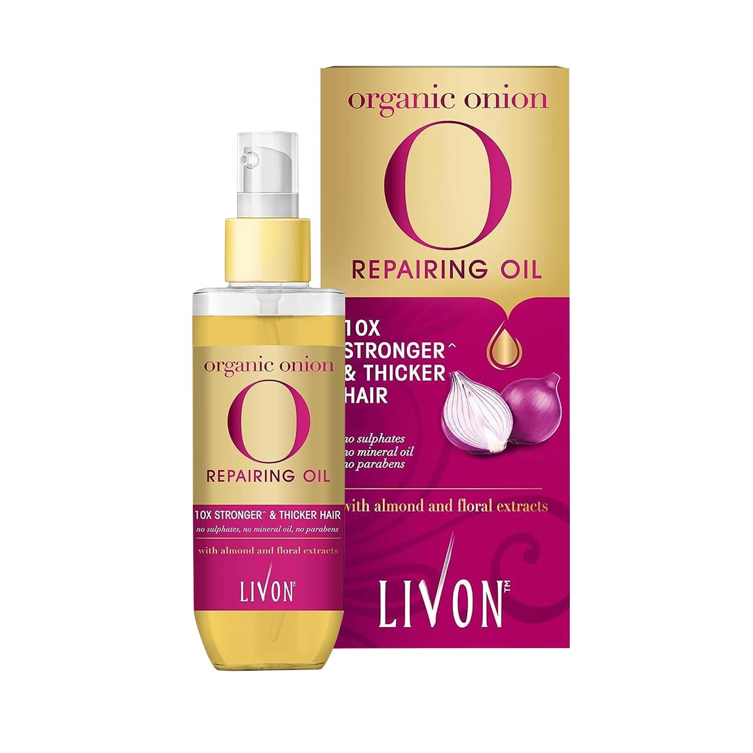 Hair Serum for Men & Women | Sulphate & Paraben free| For All Hair Types | Lightweight & Non Greasy | Organic Onion Repairing Serum Oil | 3.3 Fl. oz (Onion)