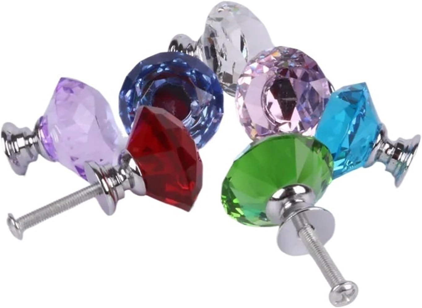 30mm Colorful Crystal Glass Knobs Cabinet Handles Cupboard Wardrobe Drawer Pulls Furniture Handle Hardware 2Pcs(Purple)
