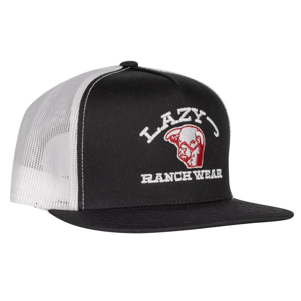 Lazy J Ranch Wear Unisex Black & White Lazy J Ranch Embroidered Show Time Classic Five Panel Trucker Hat - Adjustable Country Hats, Vintage Trucker Hat