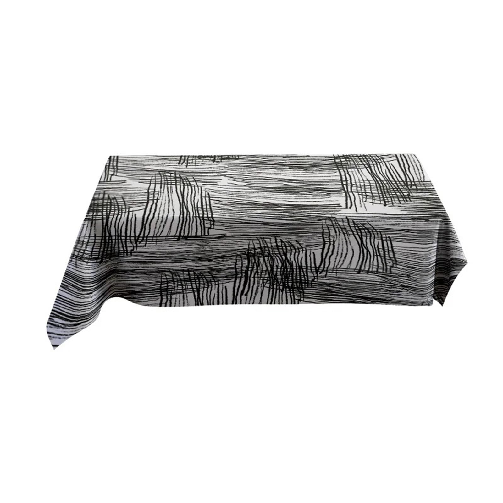 Zymjzbetic Striped Tablecloth Modern Black White Striped Tablecloth With Rustic Dining Set For Kitchen Decor Woven Polyester Cover Kitchen Decorations(100X140CM)
