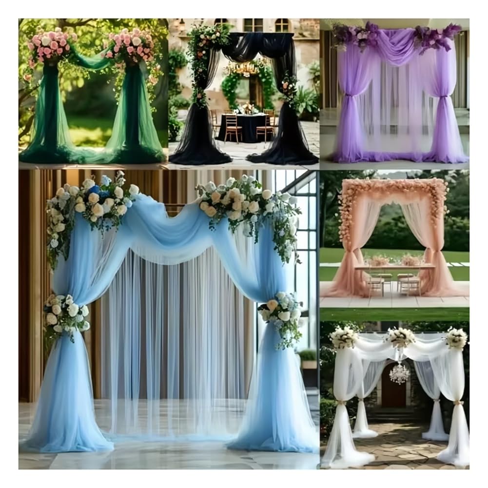 Tüllstoff Hochzeit Tüll Stoffe Hochzeitsbogen Deko Weicher Organza Dekostoff Netzstoff zum Nähen Drapierstoff für Vorhang Torbogen Tischdeko Party Kleid Tüllrock Weiß 75cmx50m