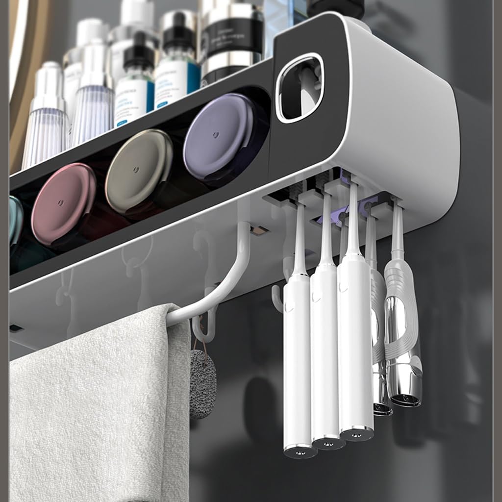 ARINAL Organizador de Almacenamiento de Baño Taza de Cepillado for el hogar, Juego de Pared, Estante for cepillos de Dientes y Pasta de Dientes