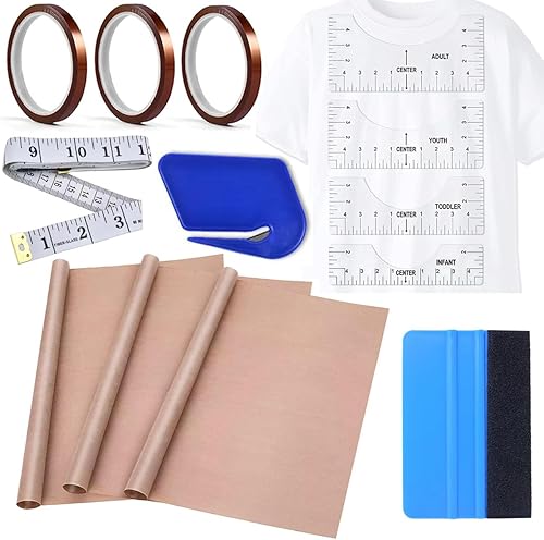 Miniatura 7 de Kits de herramientas para camisas de sublimación (rosa) - 4 reglas de camiseta, paquete de 3 hojas de teflón para prensa térmica de 12 x 16