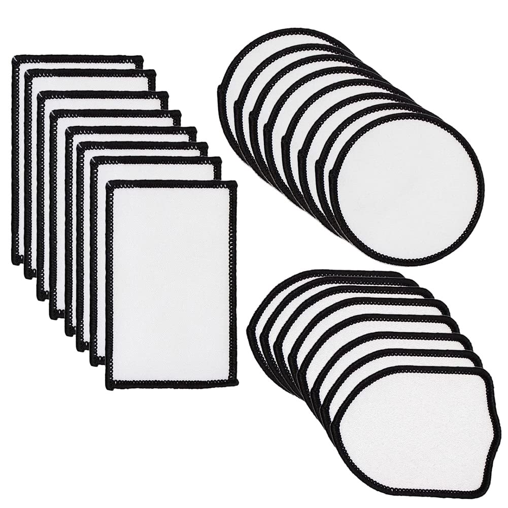 CTRLZS 24Pcs Sublimation Patch Blanks Fabric Iron-on Patches Repair Patch for Hats Clothes Backpacks Uniforms,3 Styles