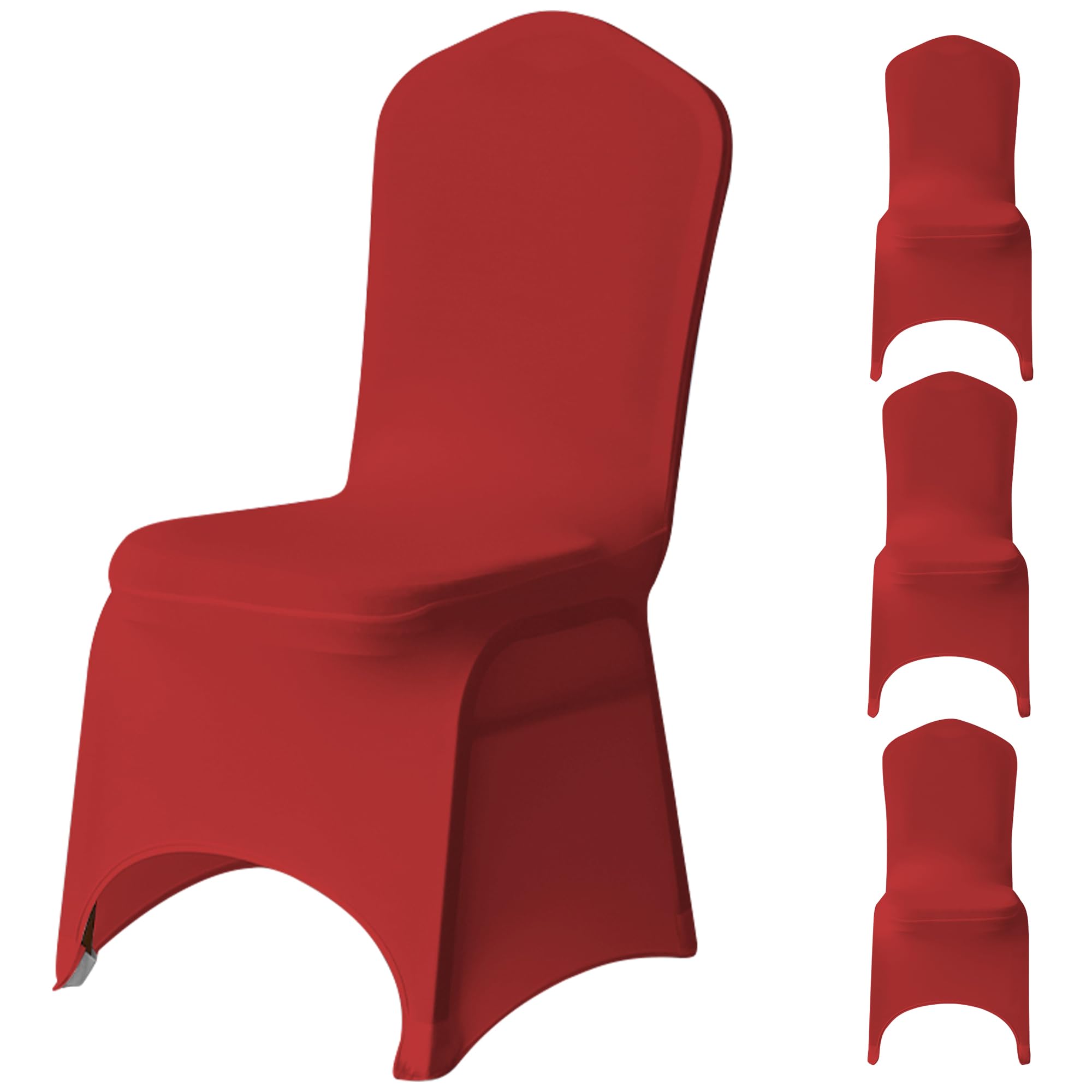 WedDecor Wedding Chair Covers Spandex Stretch Slipcover, Red, 4pcs